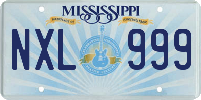 MS license plate NXL999