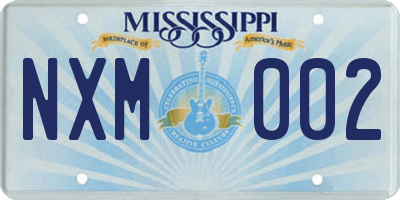 MS license plate NXM002