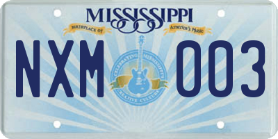 MS license plate NXM003