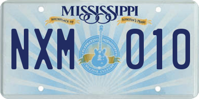 MS license plate NXM010