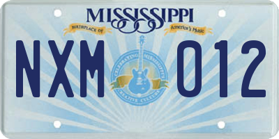 MS license plate NXM012