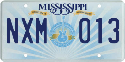 MS license plate NXM013