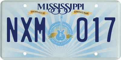 MS license plate NXM017