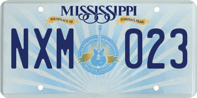 MS license plate NXM023