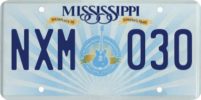 MS license plate NXM030