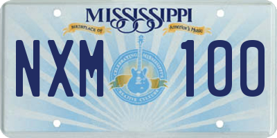 MS license plate NXM100