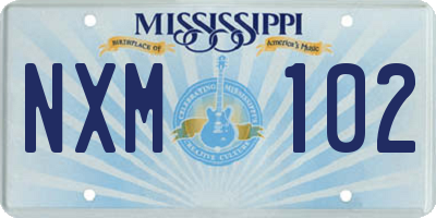MS license plate NXM102