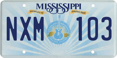 MS license plate NXM103