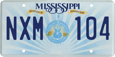 MS license plate NXM104