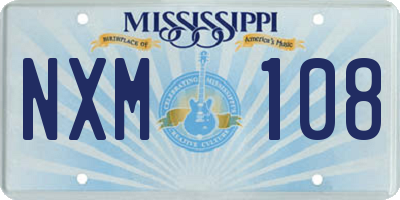 MS license plate NXM108