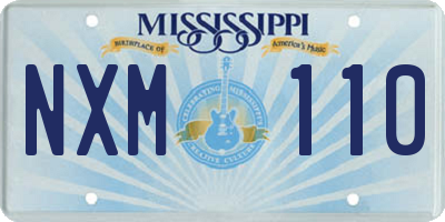 MS license plate NXM110