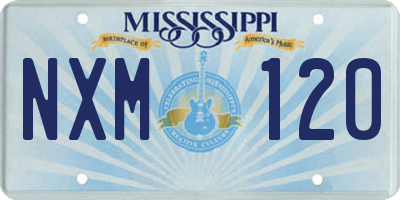 MS license plate NXM120