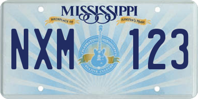 MS license plate NXM123