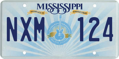MS license plate NXM124