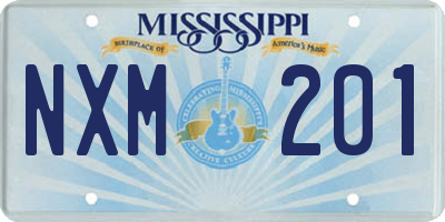 MS license plate NXM201