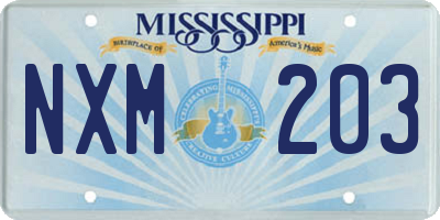 MS license plate NXM203