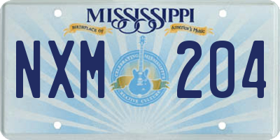 MS license plate NXM204