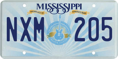 MS license plate NXM205