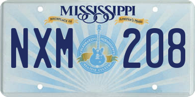 MS license plate NXM208