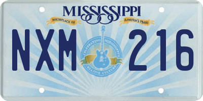 MS license plate NXM216