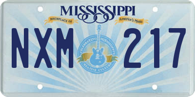 MS license plate NXM217