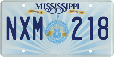 MS license plate NXM218