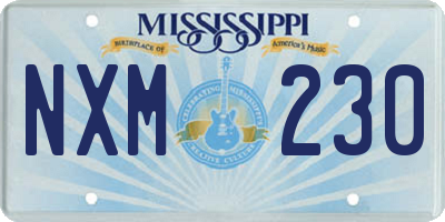MS license plate NXM230