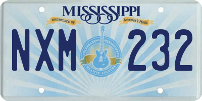 MS license plate NXM232