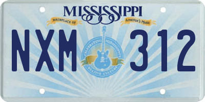 MS license plate NXM312