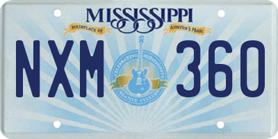 MS license plate NXM360