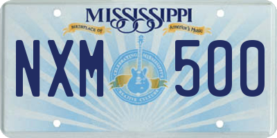MS license plate NXM500