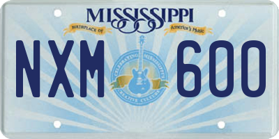 MS license plate NXM600