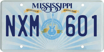 MS license plate NXM601