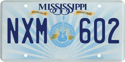 MS license plate NXM602