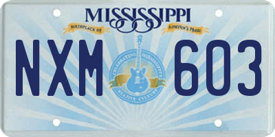 MS license plate NXM603