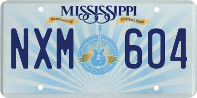 MS license plate NXM604