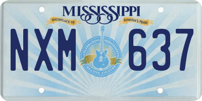 MS license plate NXM637