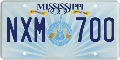 MS license plate NXM700