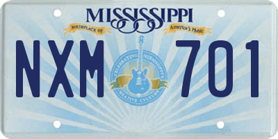 MS license plate NXM701