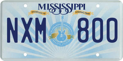 MS license plate NXM800