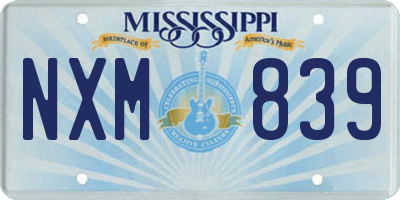 MS license plate NXM839