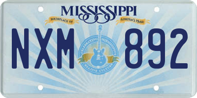 MS license plate NXM892