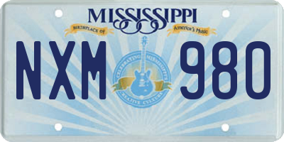 MS license plate NXM980