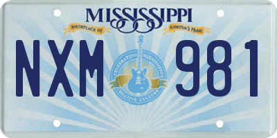 MS license plate NXM981