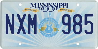 MS license plate NXM985