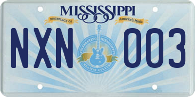 MS license plate NXN003
