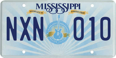 MS license plate NXN010