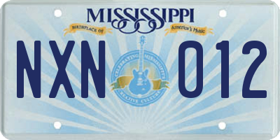 MS license plate NXN012