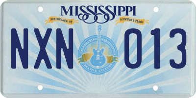 MS license plate NXN013