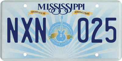 MS license plate NXN025